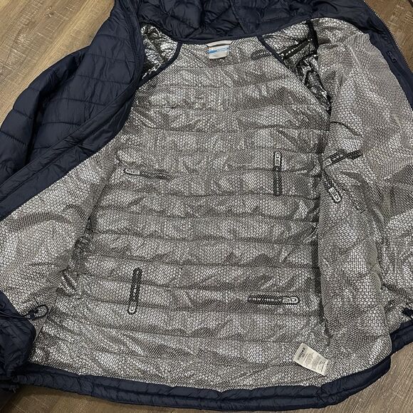 Columbia Titanium Mens Snow Country Hooded Jacket 1823141 Navy Blue Omni-heat 3D - Picture 5 of 8